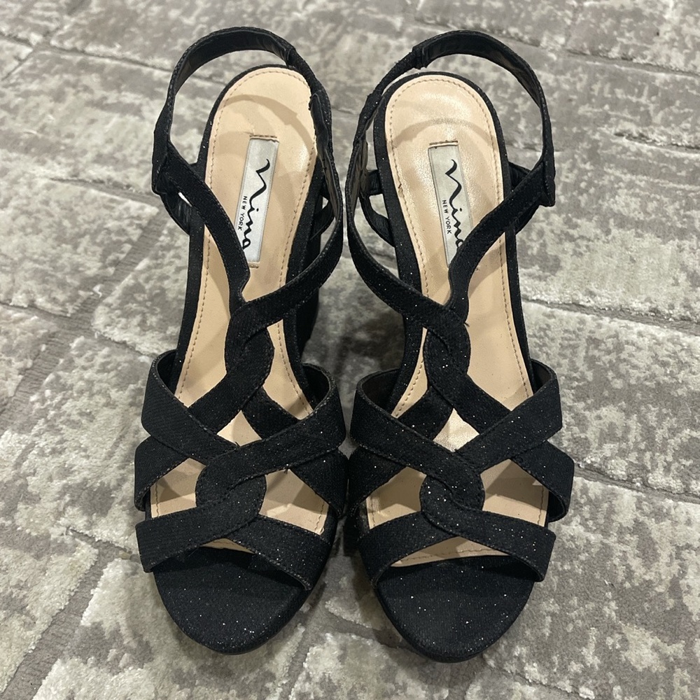 Black sparkly Nina heels, basically unworn